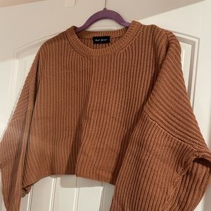 Burnt Orange Oversized Cropped Sweater